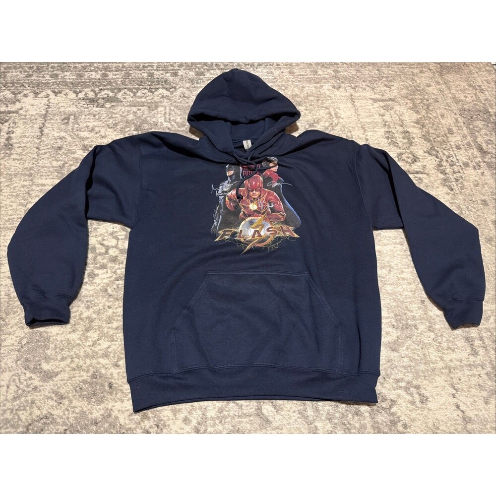 The Flash Movie Hoodie 2023 DC Comics Batman Supergirl Graphic Sweatshirt Navy L